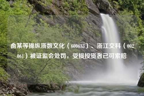 俞某等操纵浙数文化（600633）、浙江交科（002061）被证监会处罚，受损投资者已可索赔