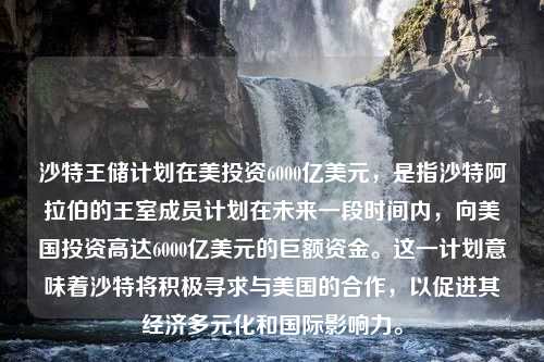 沙特王储计划在美投资6000亿美元，是指沙特阿拉伯的王室成员计划在未来一段时间内，向美国投资高达6000亿美元的巨额资金。这一计划意味着沙特将积极寻求与美国的合作，以促进其经济多元化和国际影响力。